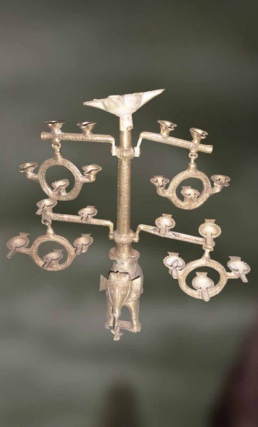 Dhokra Brass Works standing Lamps with elephant base