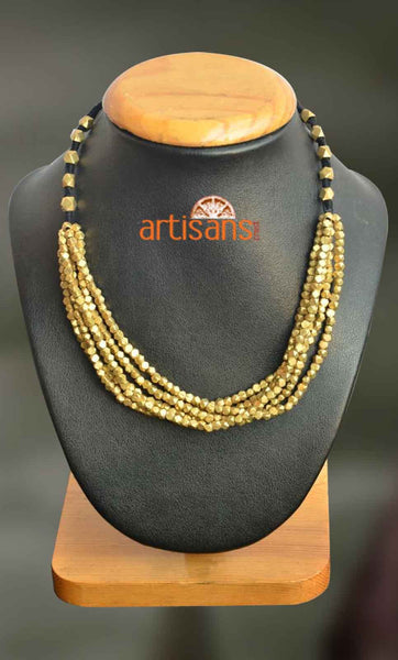 Tribal Jewellery - Necklace with bunched up golden beads