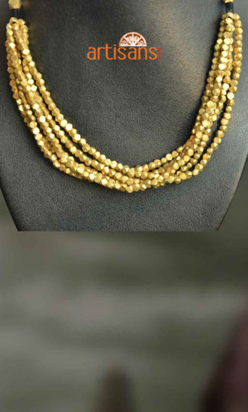 Tribal Jewellery - Necklace with bunched up golden beads