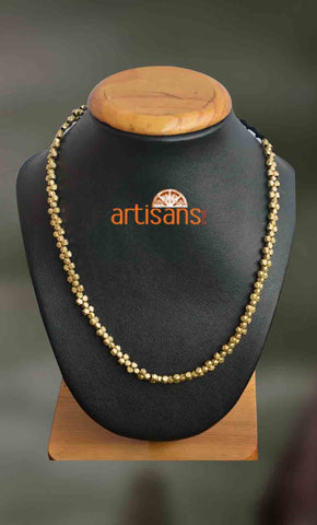 Tribal Jewellery - Golden colored necklace on black thread