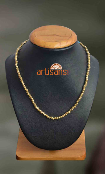 Tribal Jewellery - Golden colored necklace on black thread