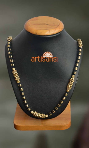 Tribal Jewellery - Necklace with golden beads on black thread