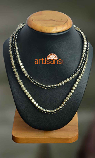 Tribal Jewellery - Necklace with white beads on black thread