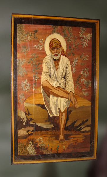 Wood carved painting of Saibaba