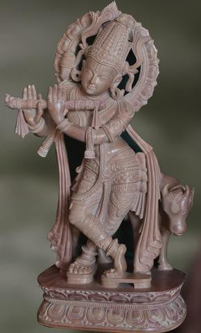 Handcrafted chalkstone sculpture of Lord Krishna