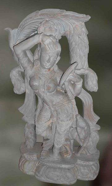 Maugdha: Maiden Performing Shringar Holding Mirror on Her Left Hand