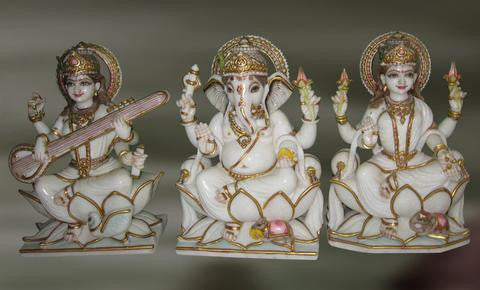 Bhava: Saraswati,Ganesha, Laxmi in a series sitting positions