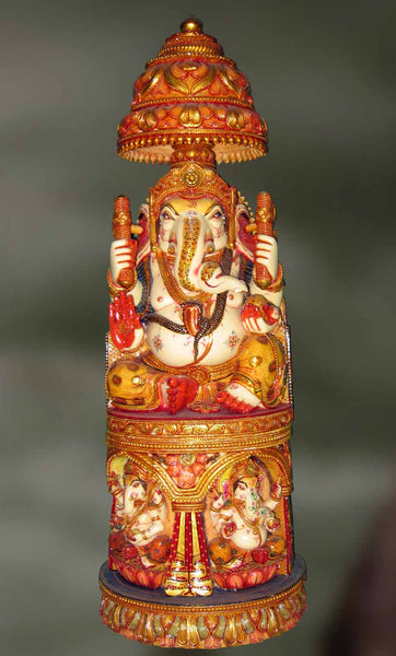 Avighna: Ganesha on a Colorful Platform under a Canopy