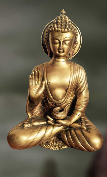 Brass sculpture of Lord Buddha in a gesture