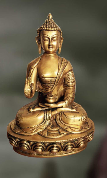 Brass and Stone sculpture of Lord Buddha in discourse