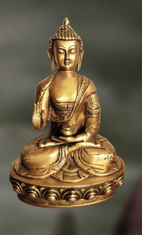 Brass and Stone sculpture of Lord Buddha in discourse
