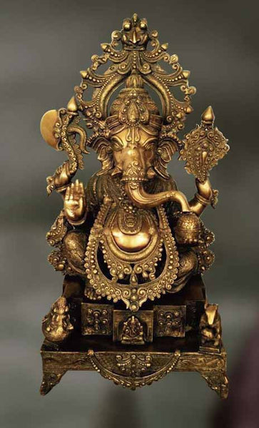 Brass Sculpture of Ganesha blessing