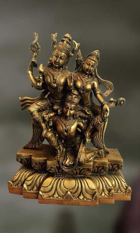 Brass sculpture of Narayan the supreme being with his consort