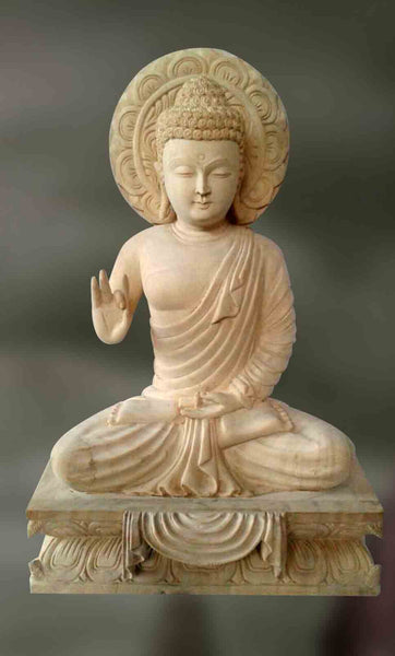 Wood sculpture of Buddha in Jnana mudra 