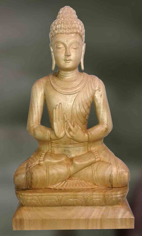 Wood sculpture of Lord Buddha in Dharmachakra mudra