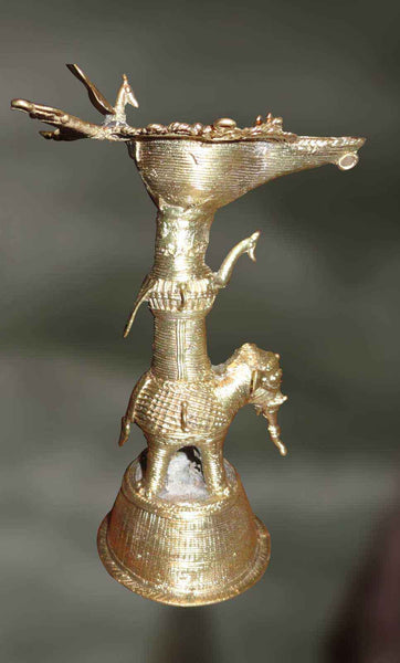 Lamp with Elephant - Dhokra Art